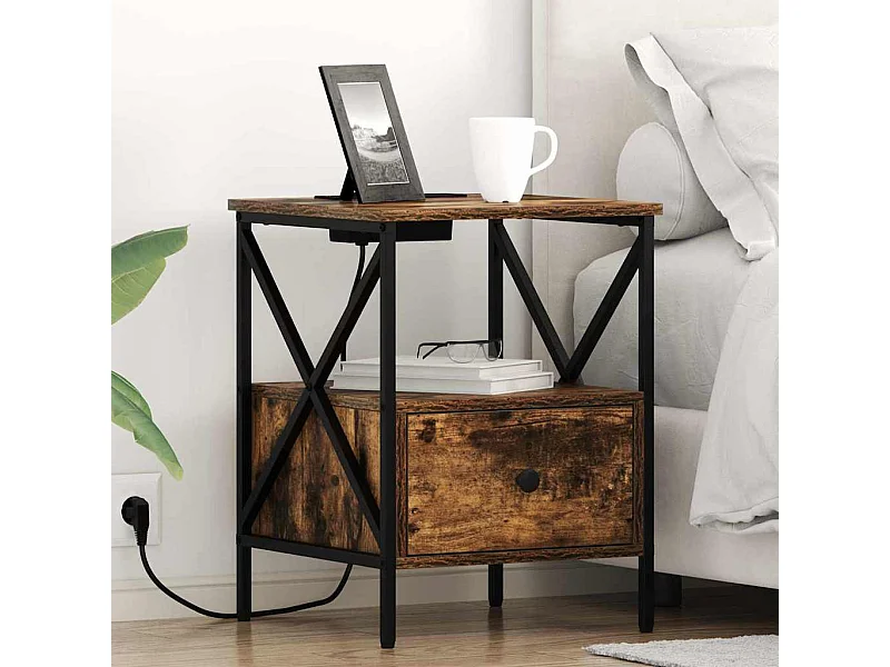 Comodino con cassetto Rovere affumicato 41,5 x 40,5 x 55 cm