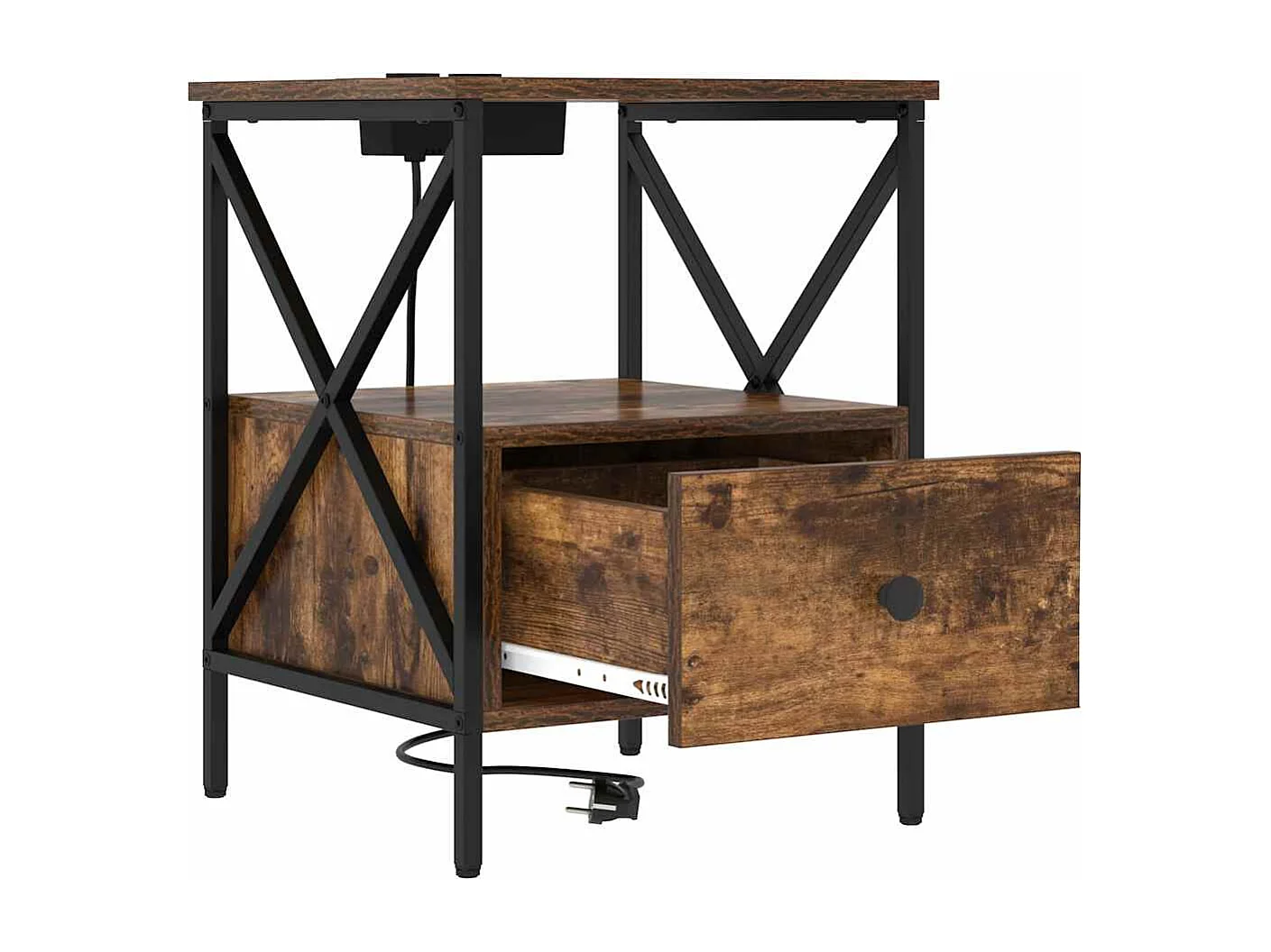 Cabinet de chevet avec tiroir Chêne fumé 41.5 x 40.5 x 55 cm