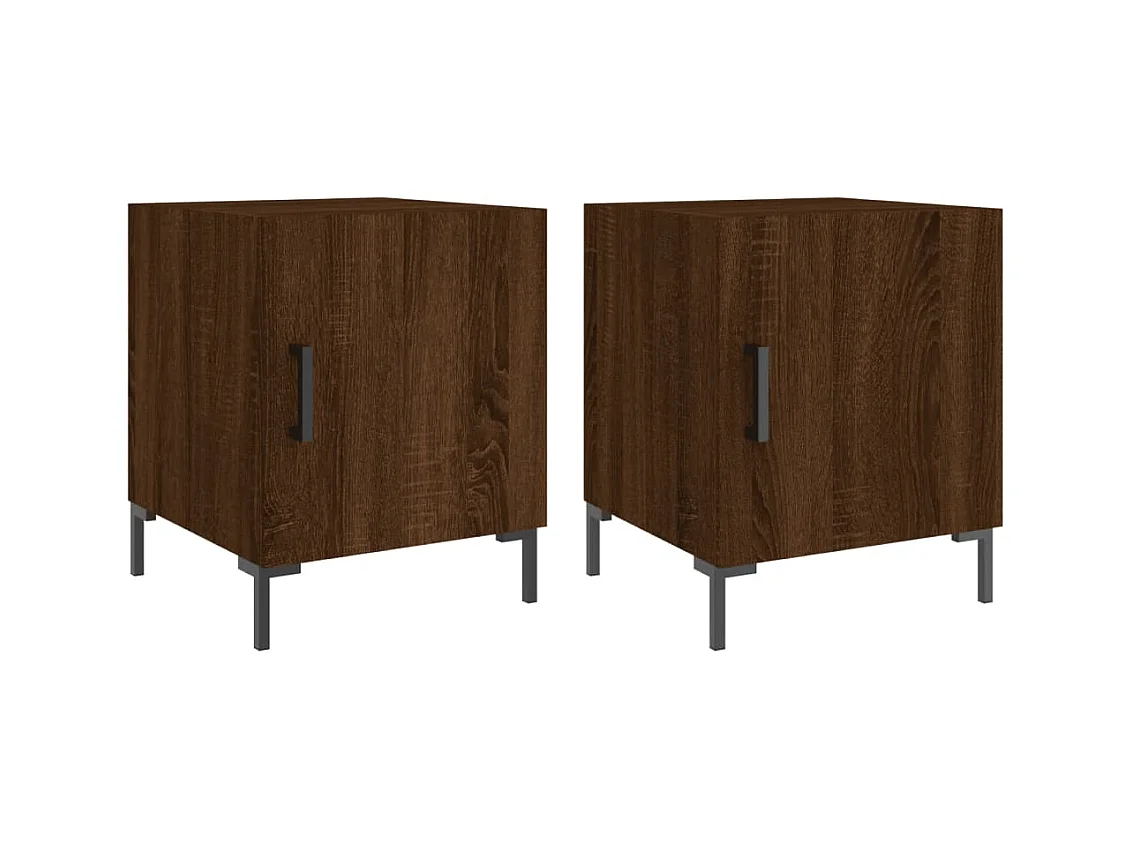 Mesitas de noche 2 piezas roble marrón 40x40x50cm madera de ingeniería