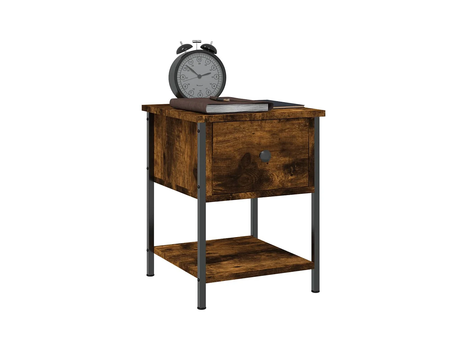 Nachtkastje van gerookt eikenhout 34x35,5x45 cm bewerkt hout