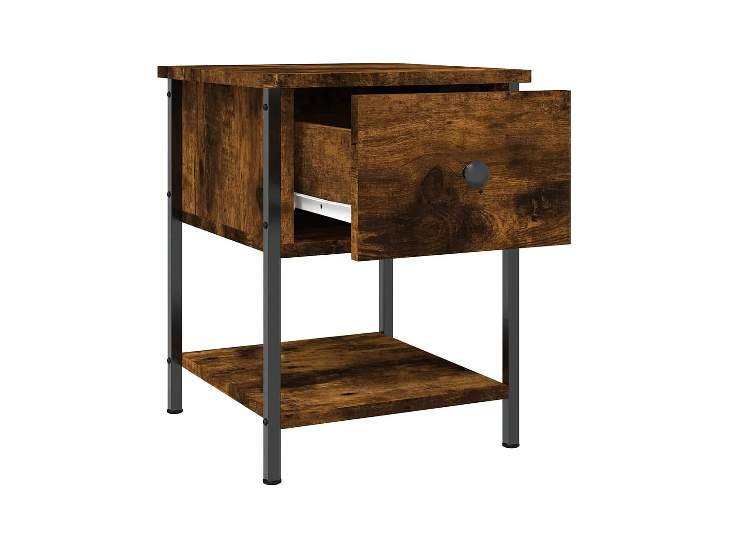 Nachtkastje van gerookt eikenhout 34x35,5x45 cm bewerkt hout