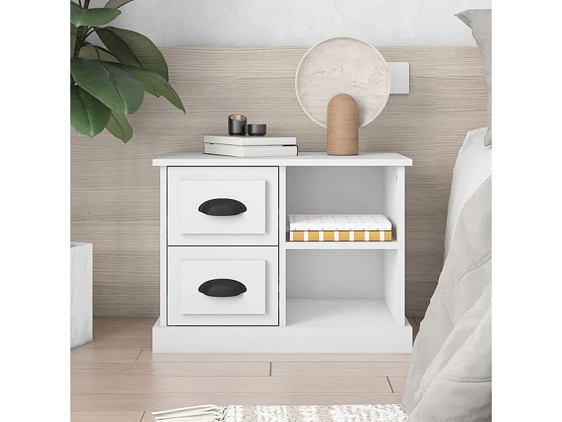 Table de chevet blanc 60x35,5x45 cm