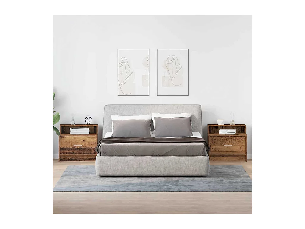 Tables de chevet avec tiroir 2 pcs vieux bois 51x31x47 cm
