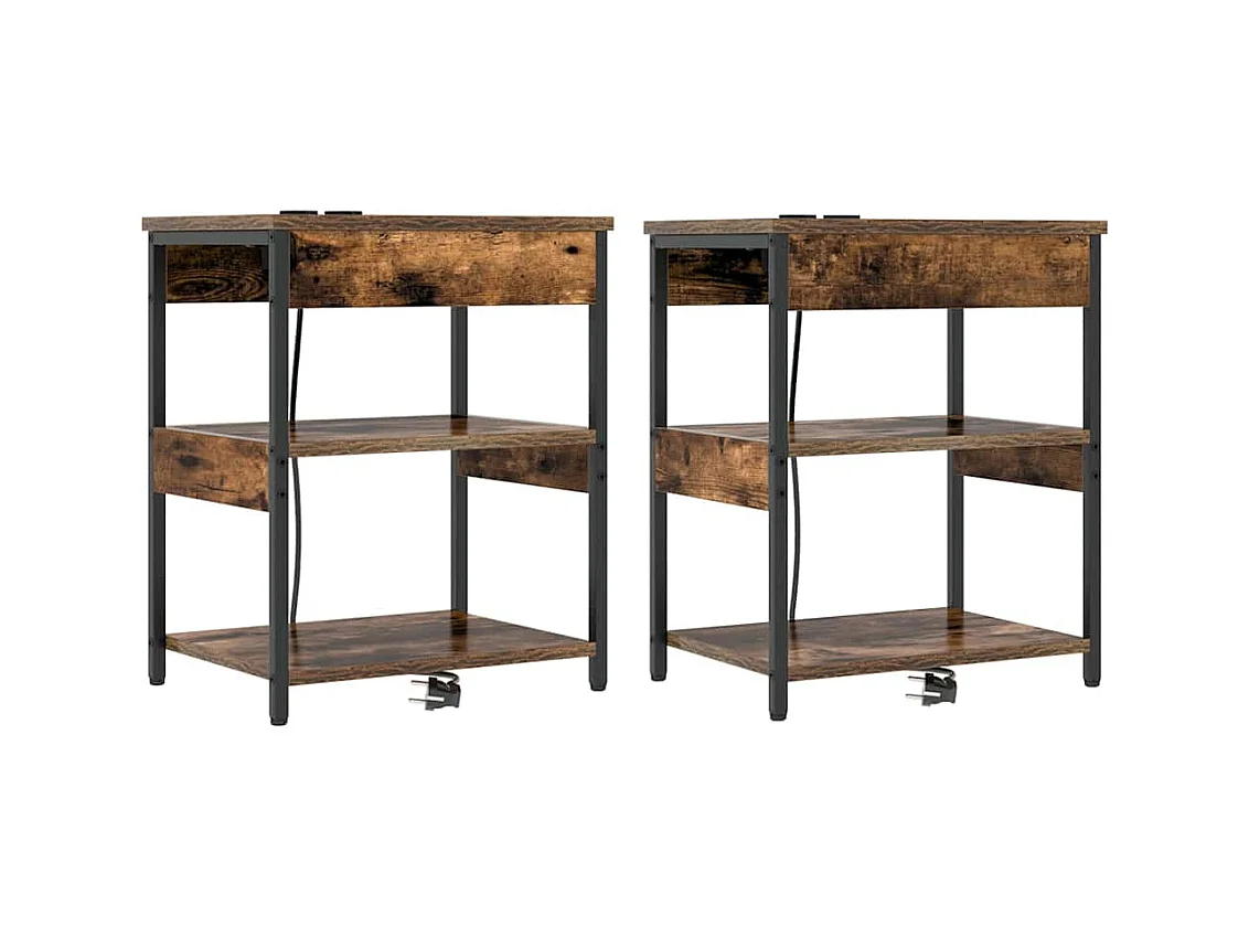 Comodini con cassetto 2 pz Rovere affumicato 41 x 31 x 51 cm