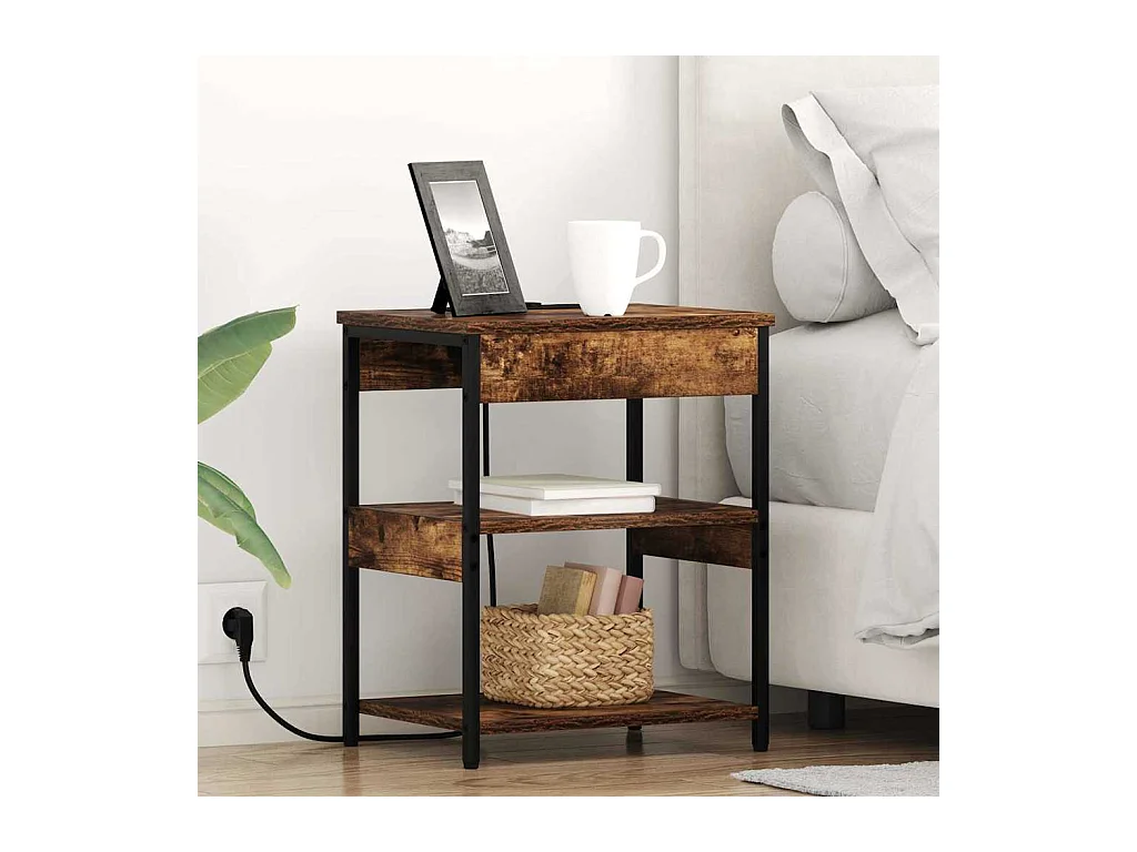Armoires de chevet avec tiroir 2 pcs Chêne fumé 41 x 31 x 51 cm