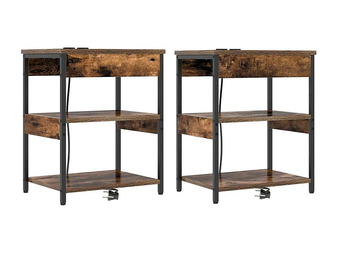 Armoires de chevet avec tiroir 2 pcs Chêne fumé 41 x 31 x 51 cm