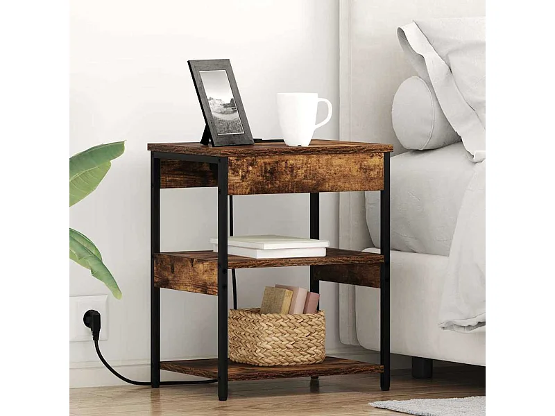 Armoires de chevet avec tiroir 2 pcs Chêne fumé 41 x 31 x 51 cm