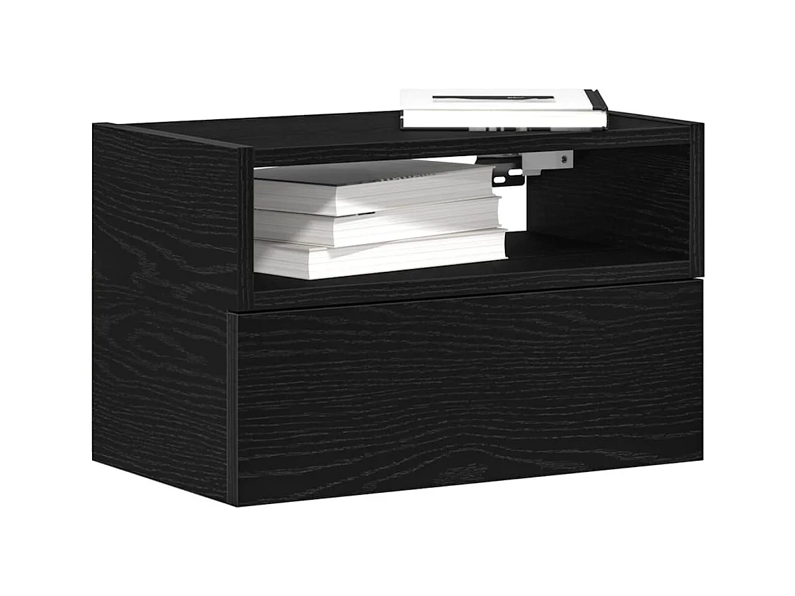 Comodino da parete nero 45x26x28,5 cm