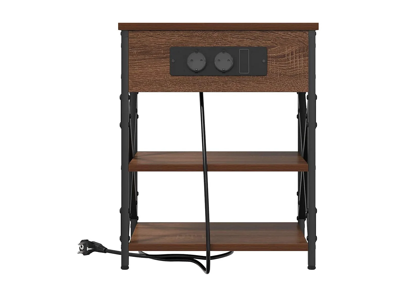Table de nuit avec station de chargement 2 pcs Chêne marron