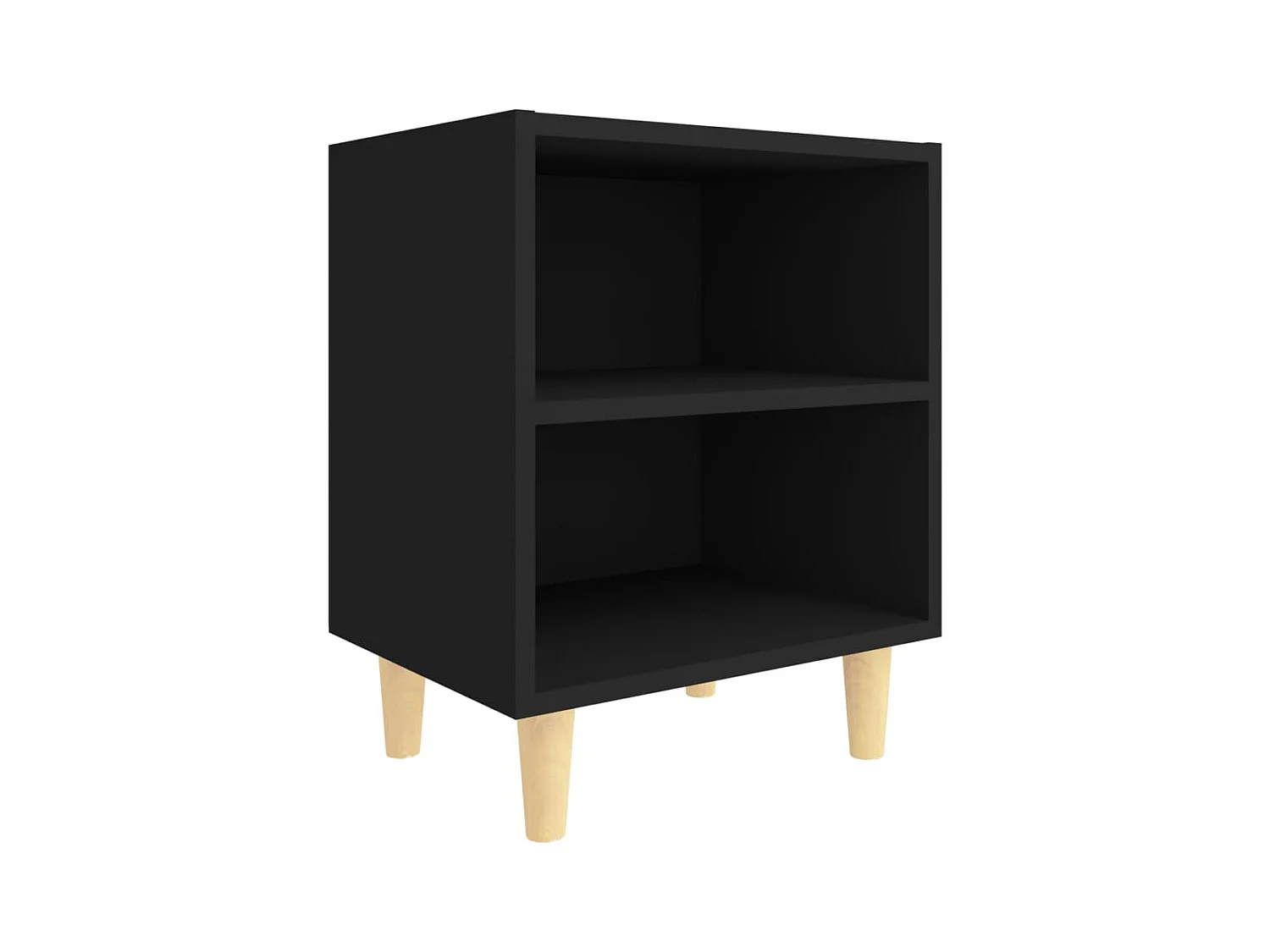 Nachtkastjes met houten poten 2 stuks Zwart 40x30x50 cm