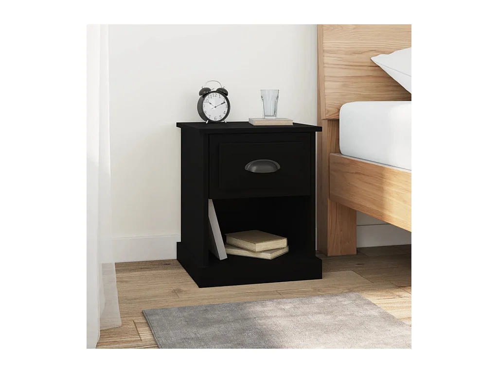 Mesita de noche negra 39x39x47,5 cm madera contrachapada