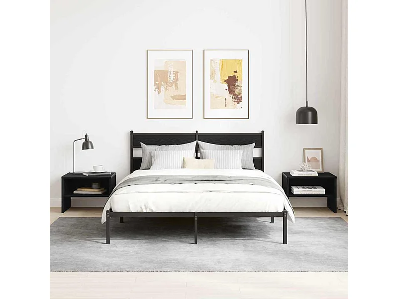 Comodino 2 pezzi Rovere nero 40 x 40 x 30 cm