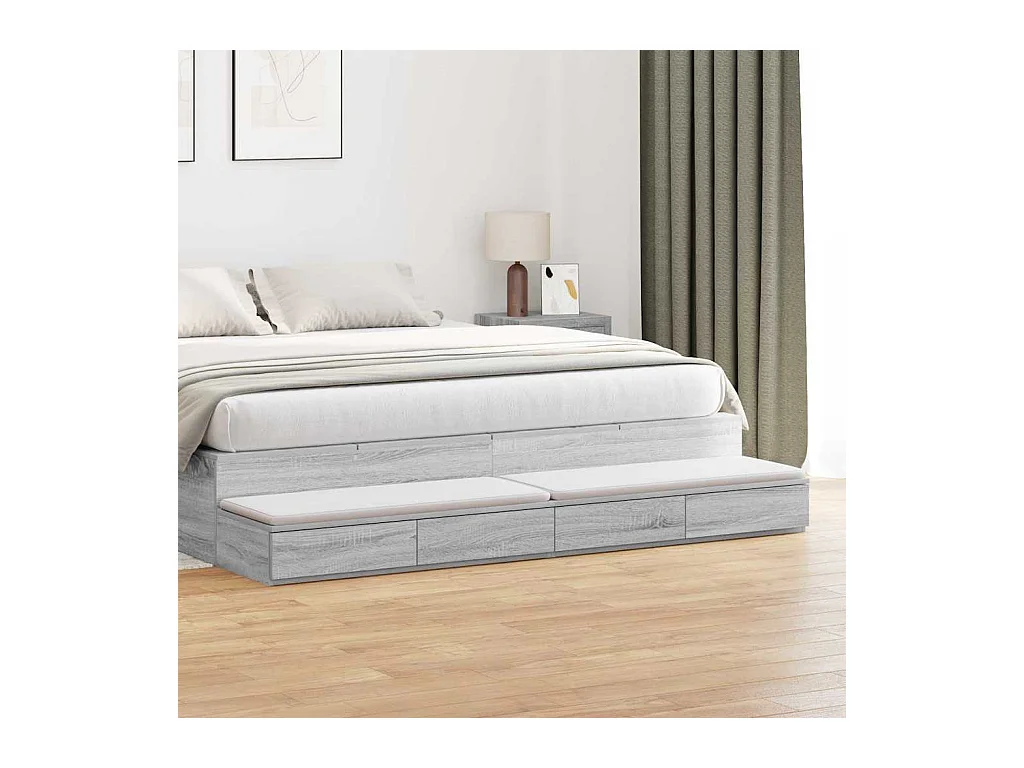 Tiroirs de lit avec tiroir Sonoma gris 200 x 36.5 x 16.5 cm