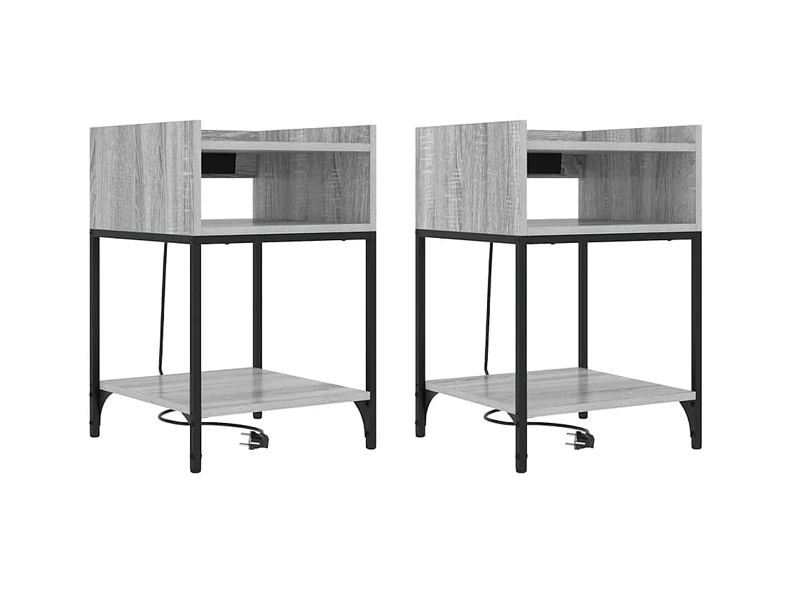 Comodini 2 pz Sonoma grigio 40 x 40 x 61 cm