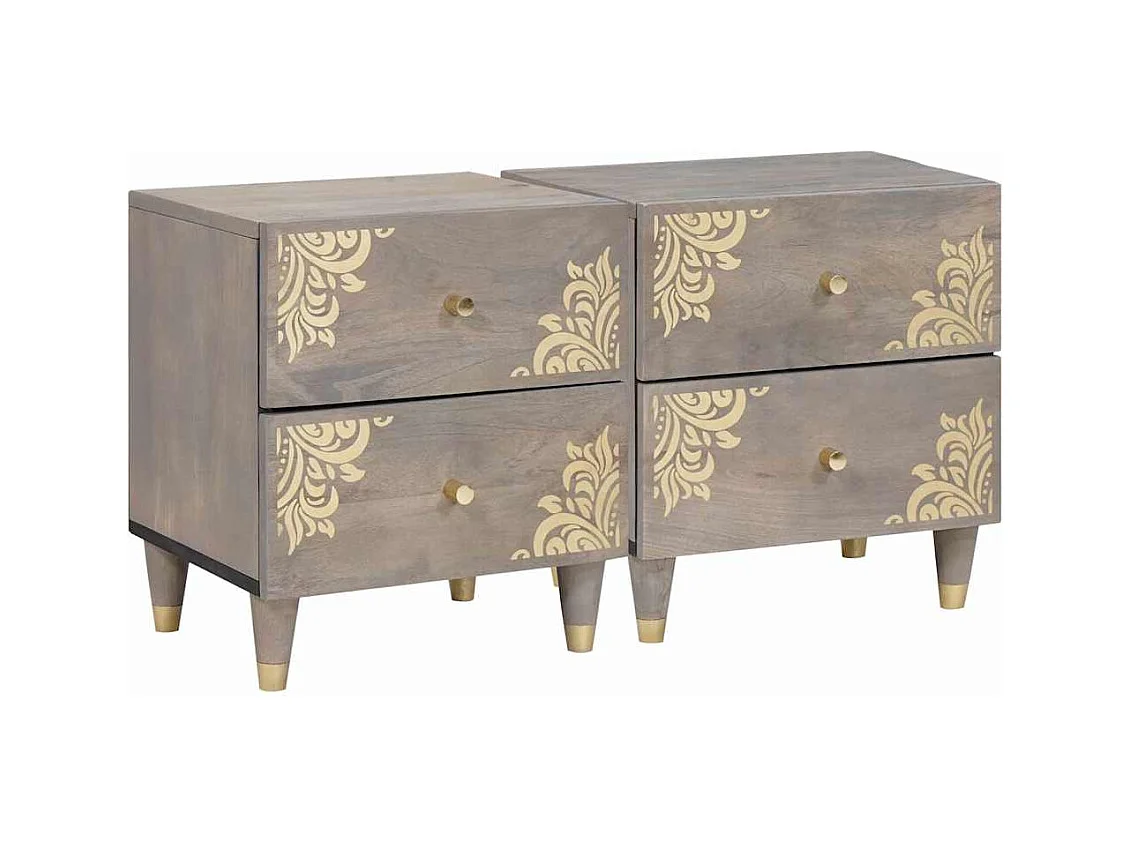 Mesilla de noche con cajón 2 uds Gris 40 x 33 x 46 cm