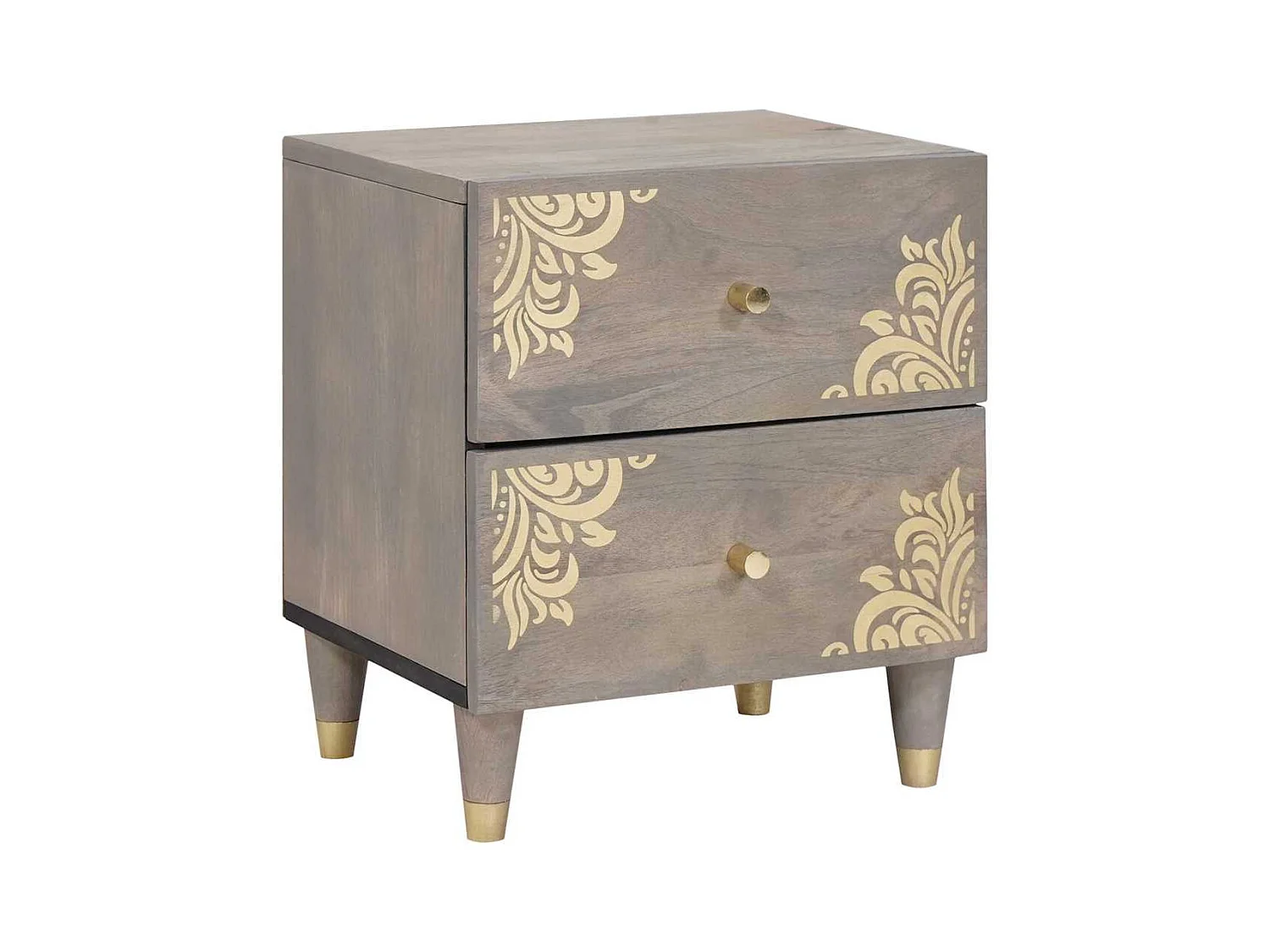 Mesilla de noche con cajón 2 uds Gris 40 x 33 x 46 cm