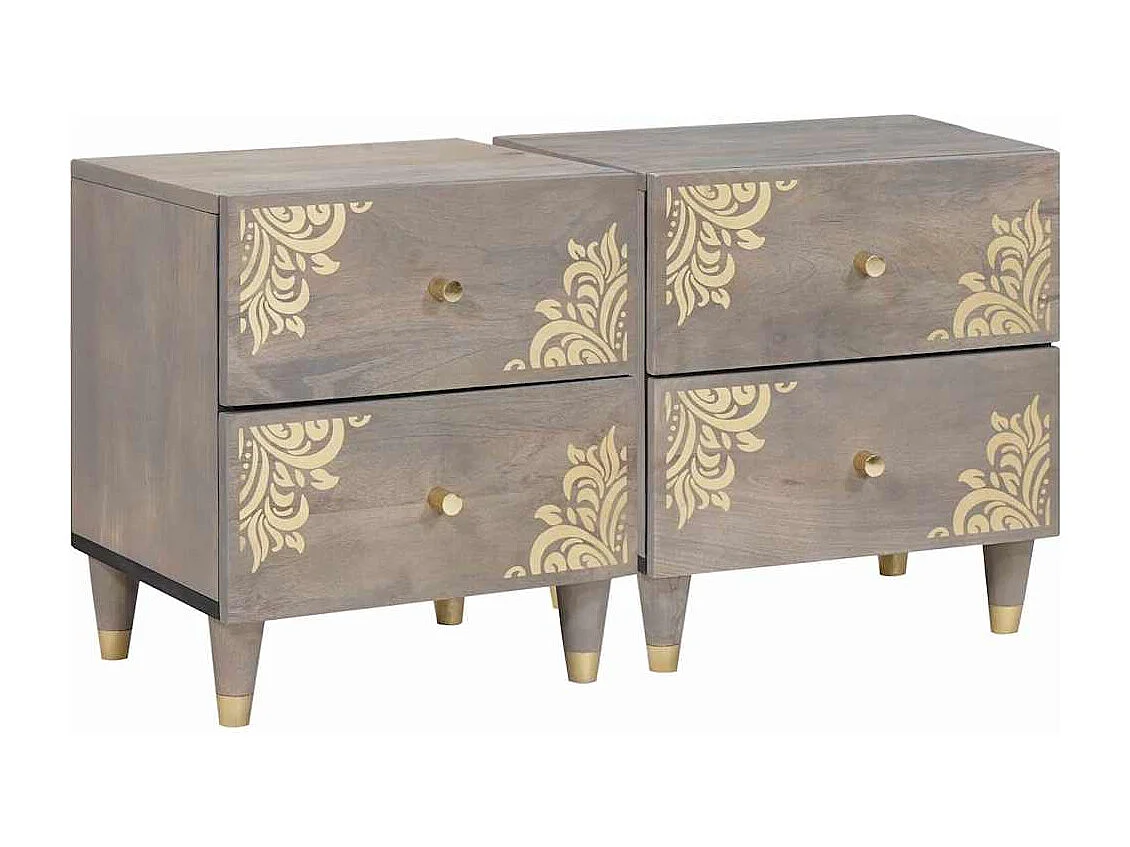 Cabinet de chevet avec tiroir 2 pcs Gris 40 x 33 x 46 cm