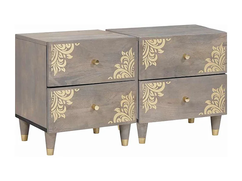 Cabinet de chevet avec tiroir 2 pcs Gris 40 x 33 x 46 cm