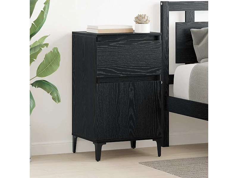 Comodino con cassetto 2 pz Rovere nero 40 x 35 x 70 cm