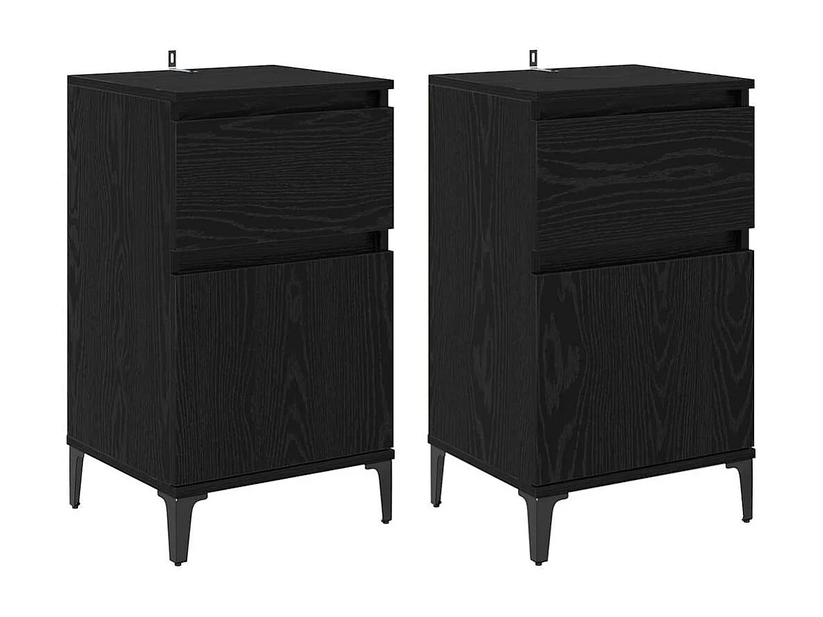 Cabinet de chevet avec tiroir 2 pcs Chêne noir 40 x 35 x 70 cm