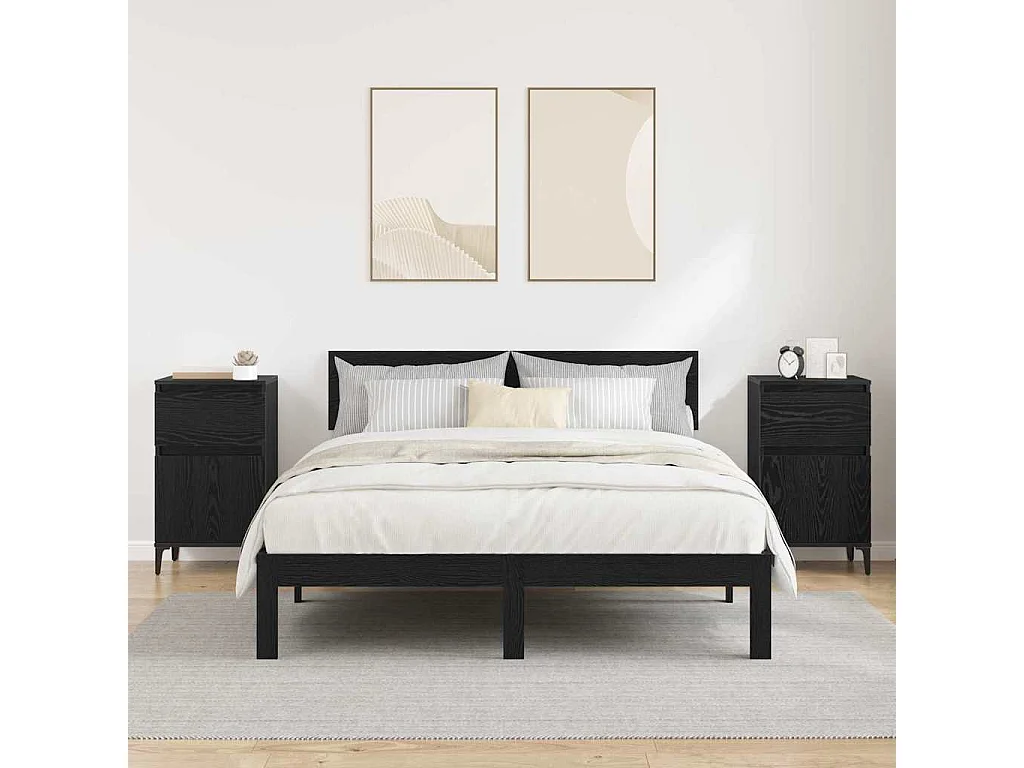 Cabinet de chevet avec tiroir 2 pcs Chêne noir 40 x 35 x 70 cm