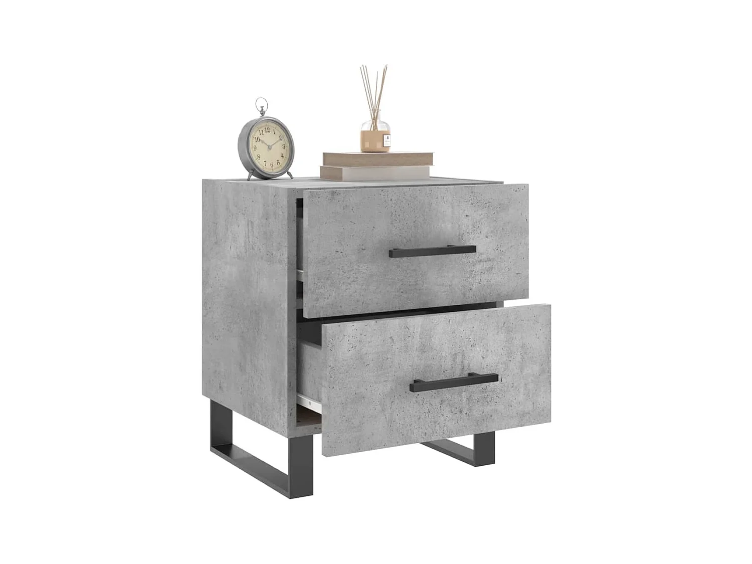 Comodino grigio cemento 40x35x47,5 cm in legno ingegnerizzato