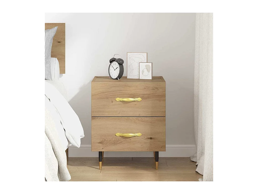 Nachtkastje met lade, handgemaakt eikenhout, 40 x 35 x 47,5 cm