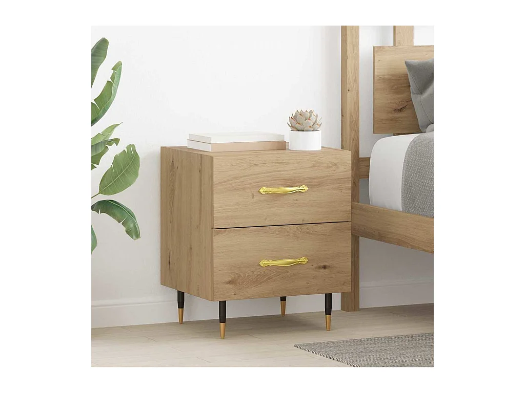 Cabinet de chevet avec tiroir chêne artisanal 40 x 35 x 47.5 cm