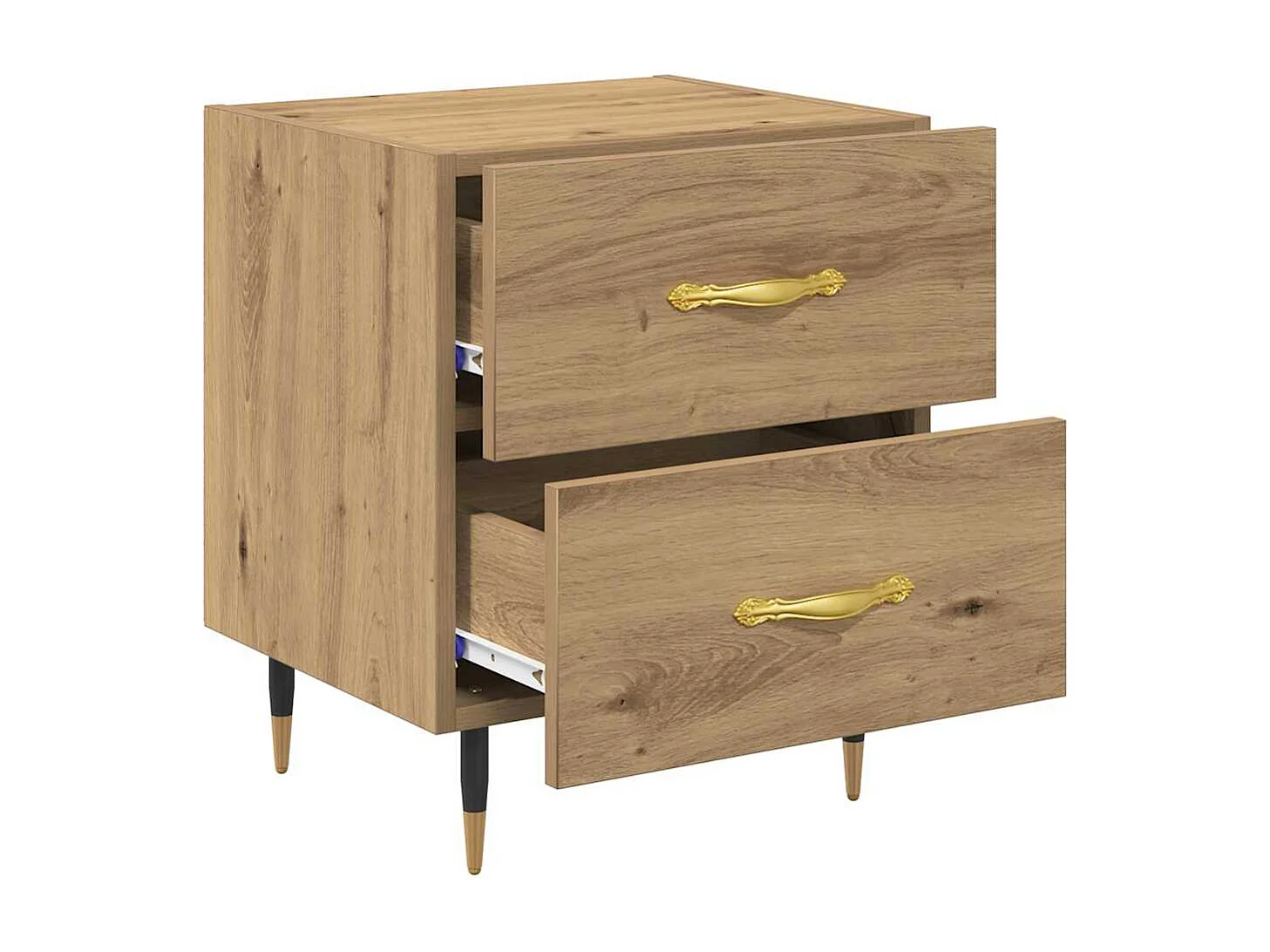 Comodino con cassetto, rovere lavorato a mano, 40 x 35 x 47,5 cm