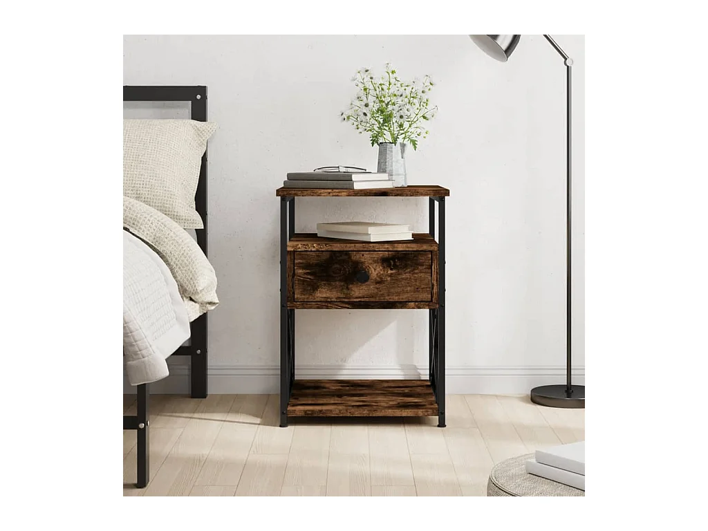 Nachtkastje van gerookt eikenhout 40x42x55 cm bewerkt hout