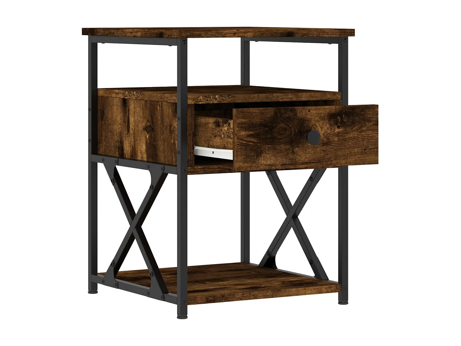 Table de chevet chêne fumé 40x42x55 cm bois d'ingénierie