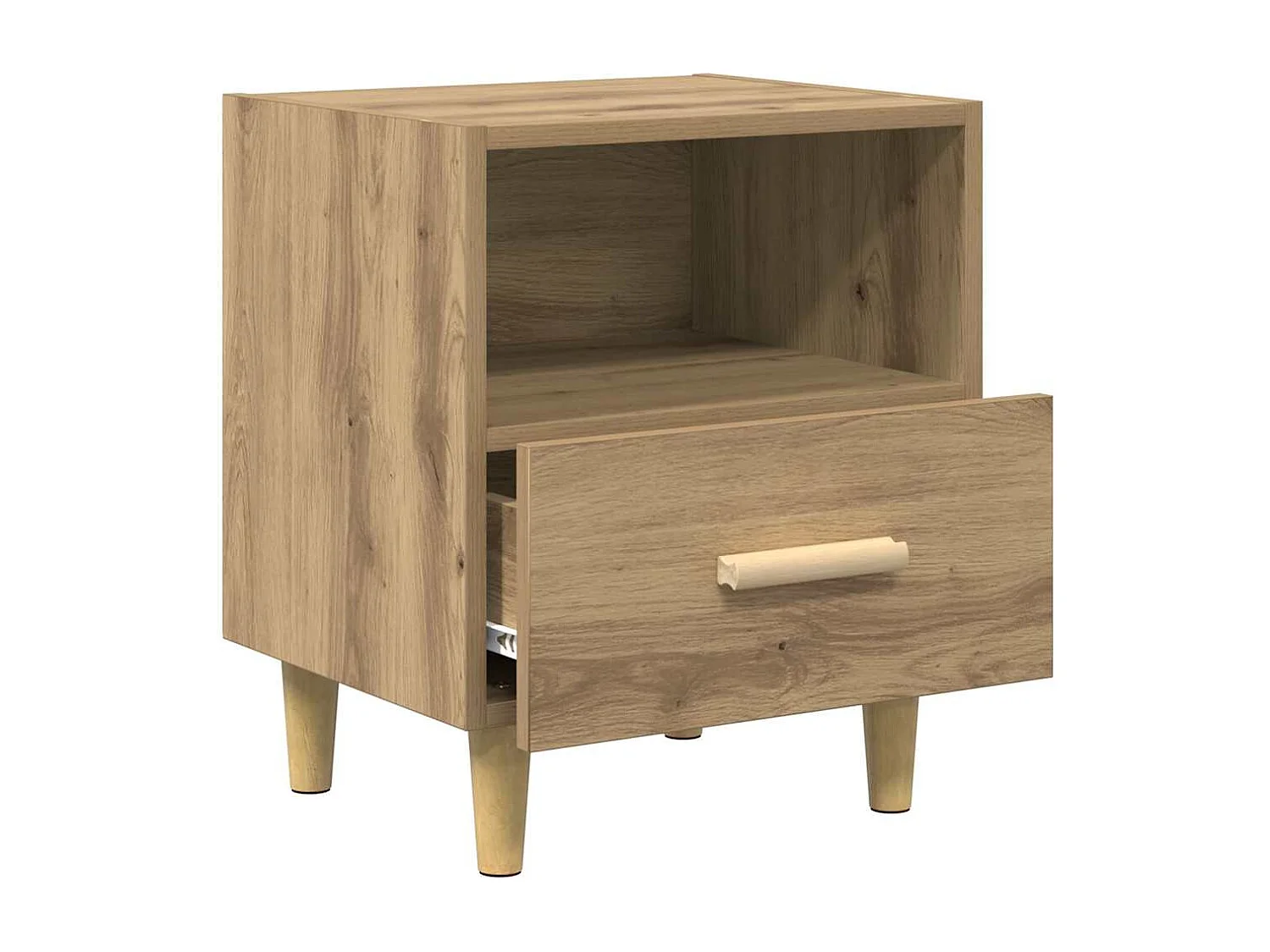 Comodino con cassetto, rovere lavorato a mano, 40 x 35 x 47,5 cm