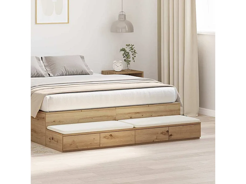 Cassettiera da letto con cassetto realizzata artigianalmente in rovere 160 x 36,5 x 16,5 cm