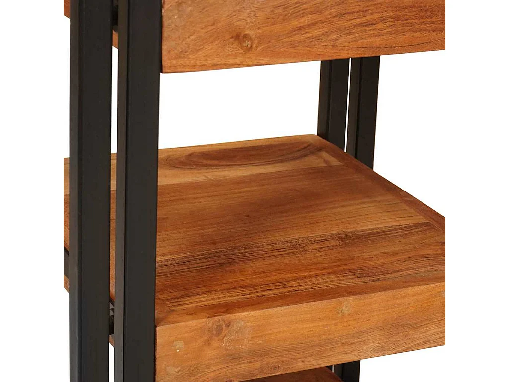 Table de chevet Marron et noir Bois massif d'acacia