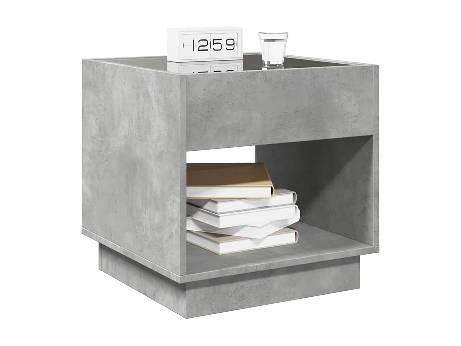 Table de chevet avec LED infini gris béton 50x50x50 cm