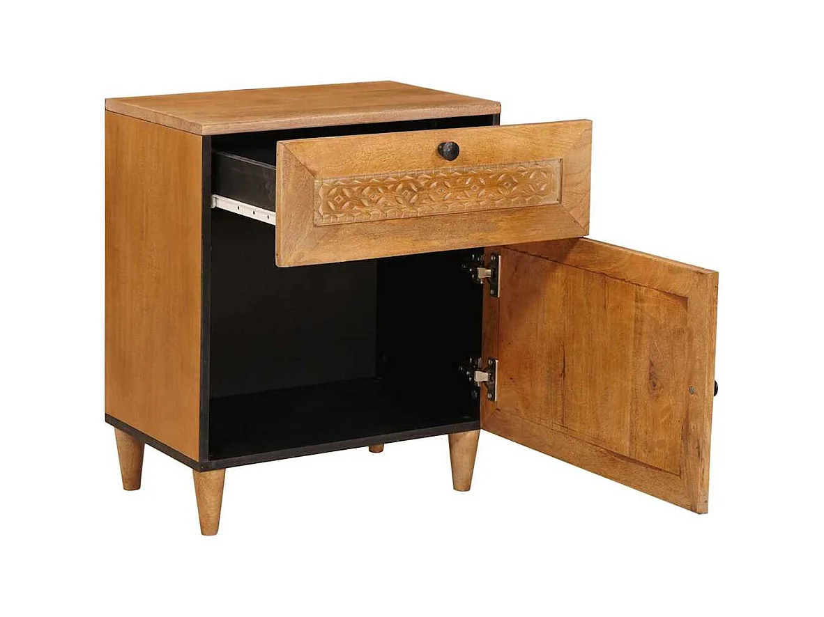 Mesita de noche con cajón Marrón claro 50 x 33 x 60 cm