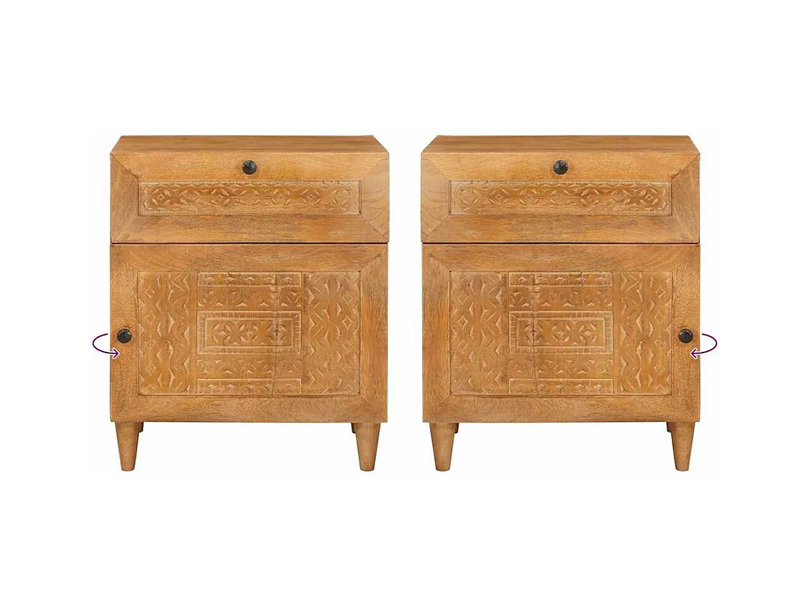 Mesita de noche con cajón Marrón claro 50 x 33 x 60 cm