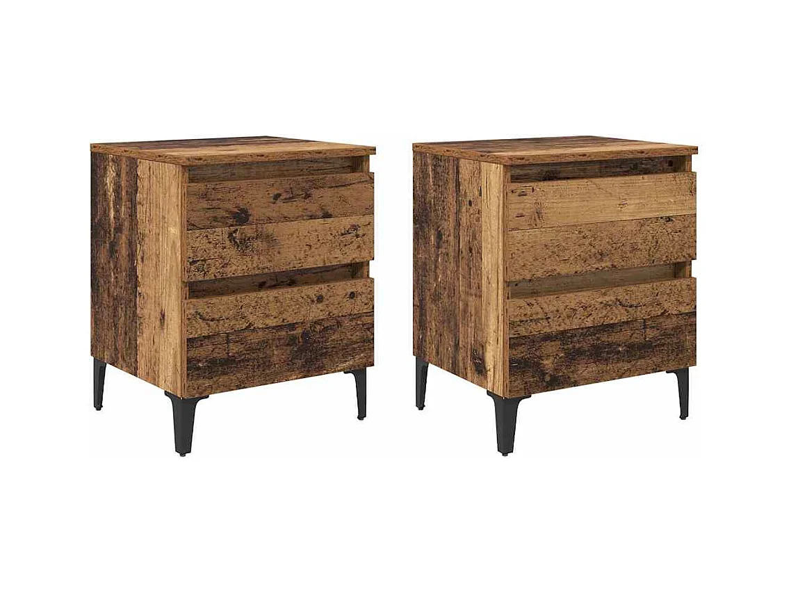 Cabinet de chevet avec tiroir 2 pcs Bois ancien 40 x 35 x 50 cm