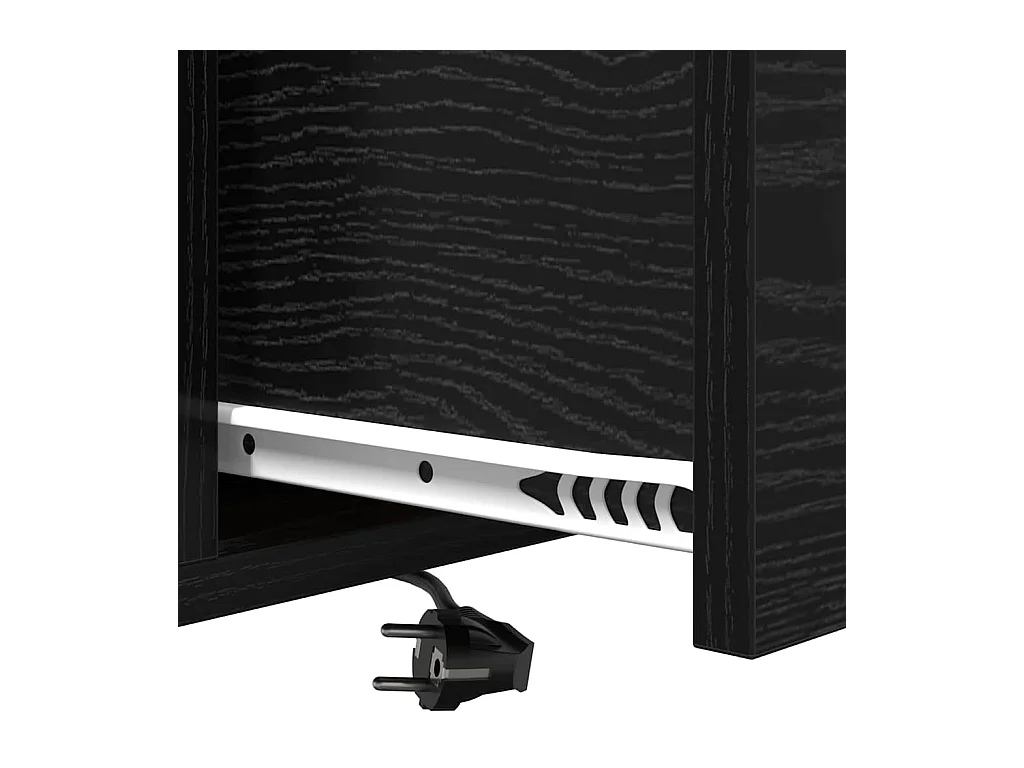 Table de nuit avec station de chargement avec tiroir Chêne noir