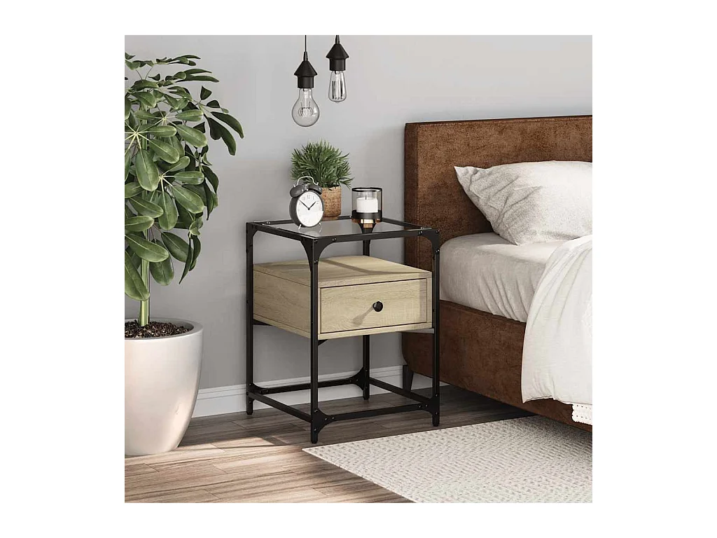 Mesita de noche de roble Sonoma 40x40x55 cm madera de ingeniería