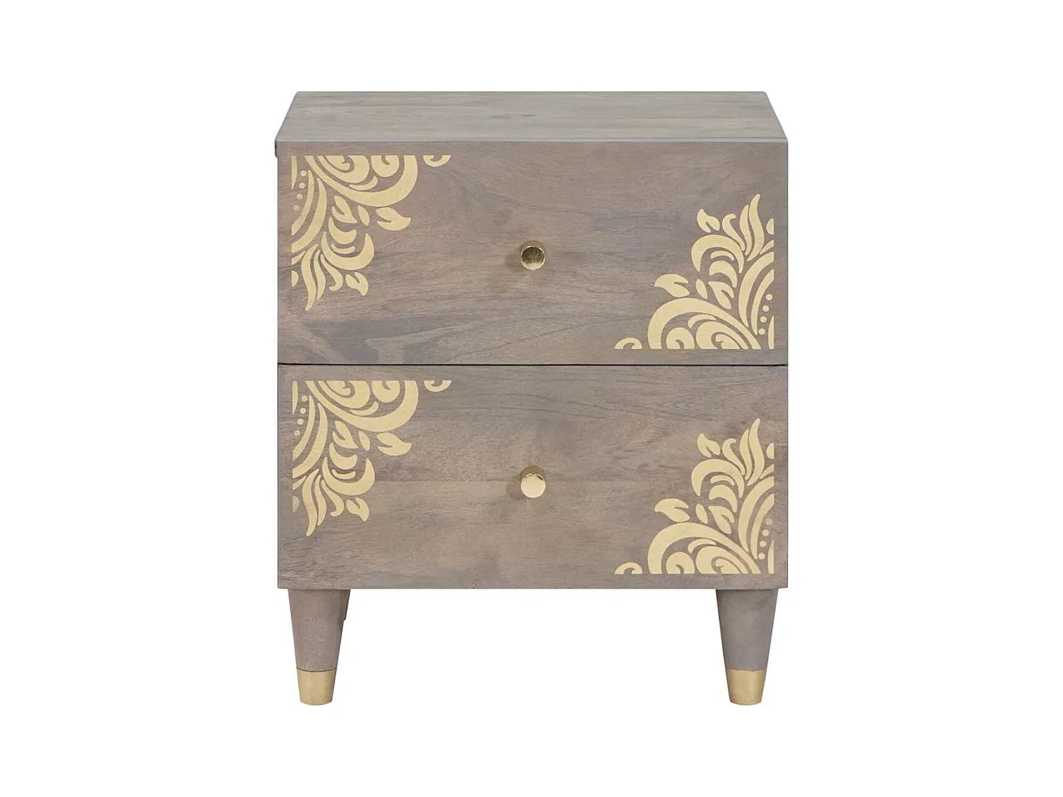 Mesilla de noche Gris 40 x 33 x 46 cm madera maciza de mango