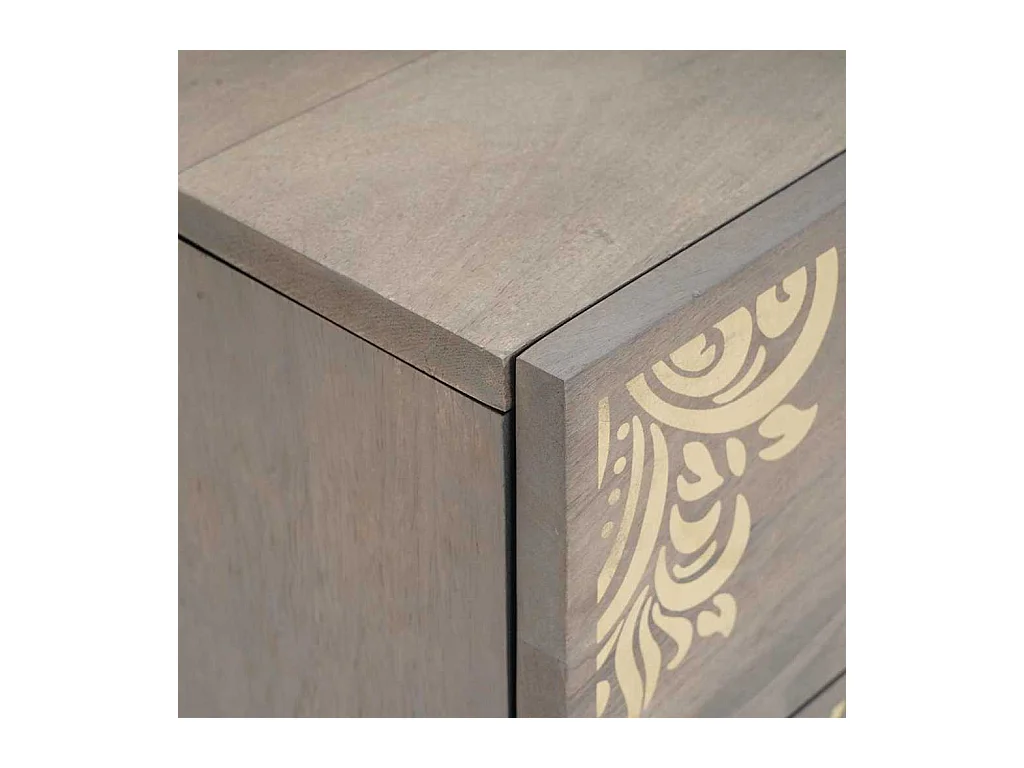 Mesilla de noche Gris 40 x 33 x 46 cm madera maciza de mango