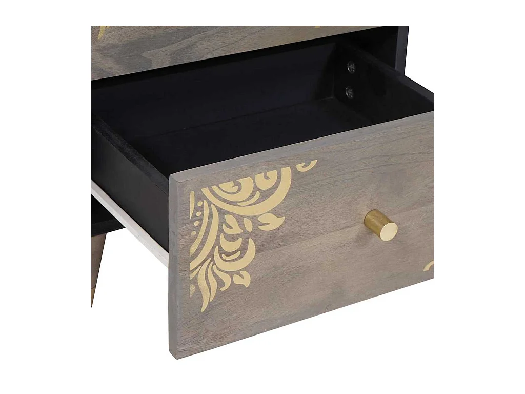 Mesilla de noche Gris 40 x 33 x 46 cm madera maciza de mango