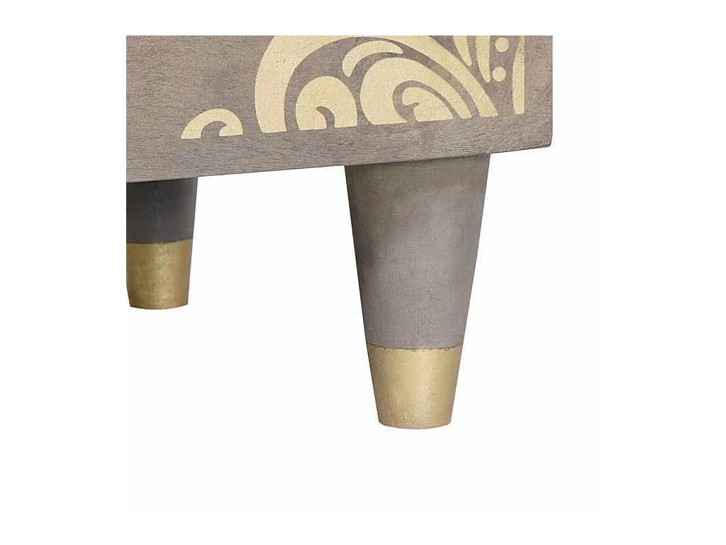 Mesilla de noche Gris 40 x 33 x 46 cm madera maciza de mango