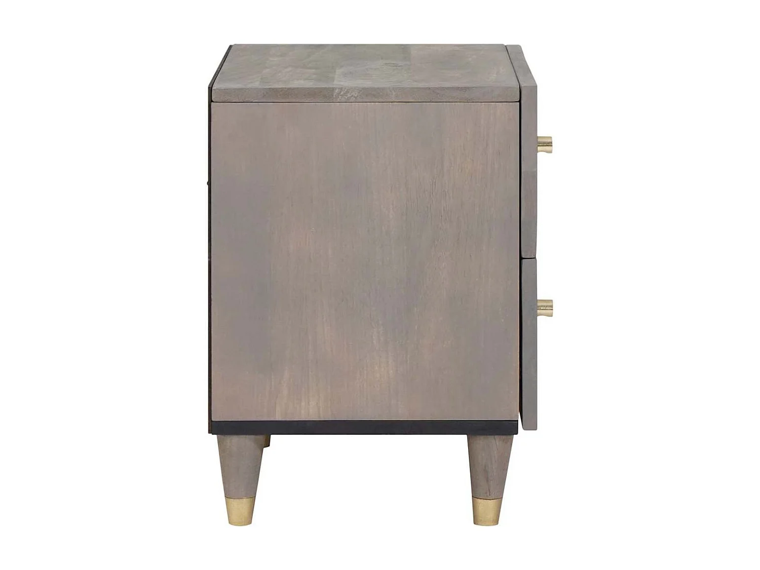 Cabinet de chevet Gris 40 x 33 x 46 cm bois de manguier massif