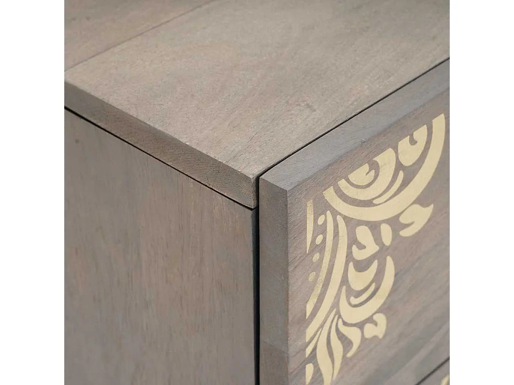 Cabinet de chevet Gris 40 x 33 x 46 cm bois de manguier massif