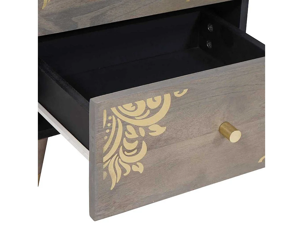 Cabinet de chevet Gris 40 x 33 x 46 cm bois de manguier massif