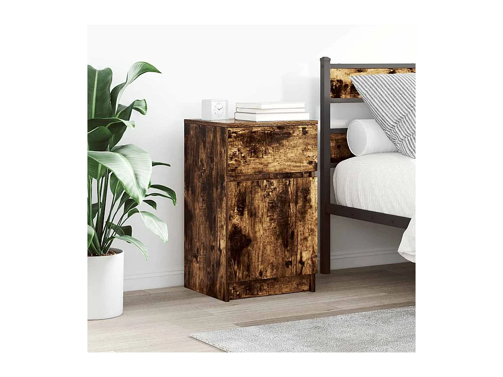 Nachtkastjes 2 stuks gerookt eiken 39x35x65 cm bewerkt hout