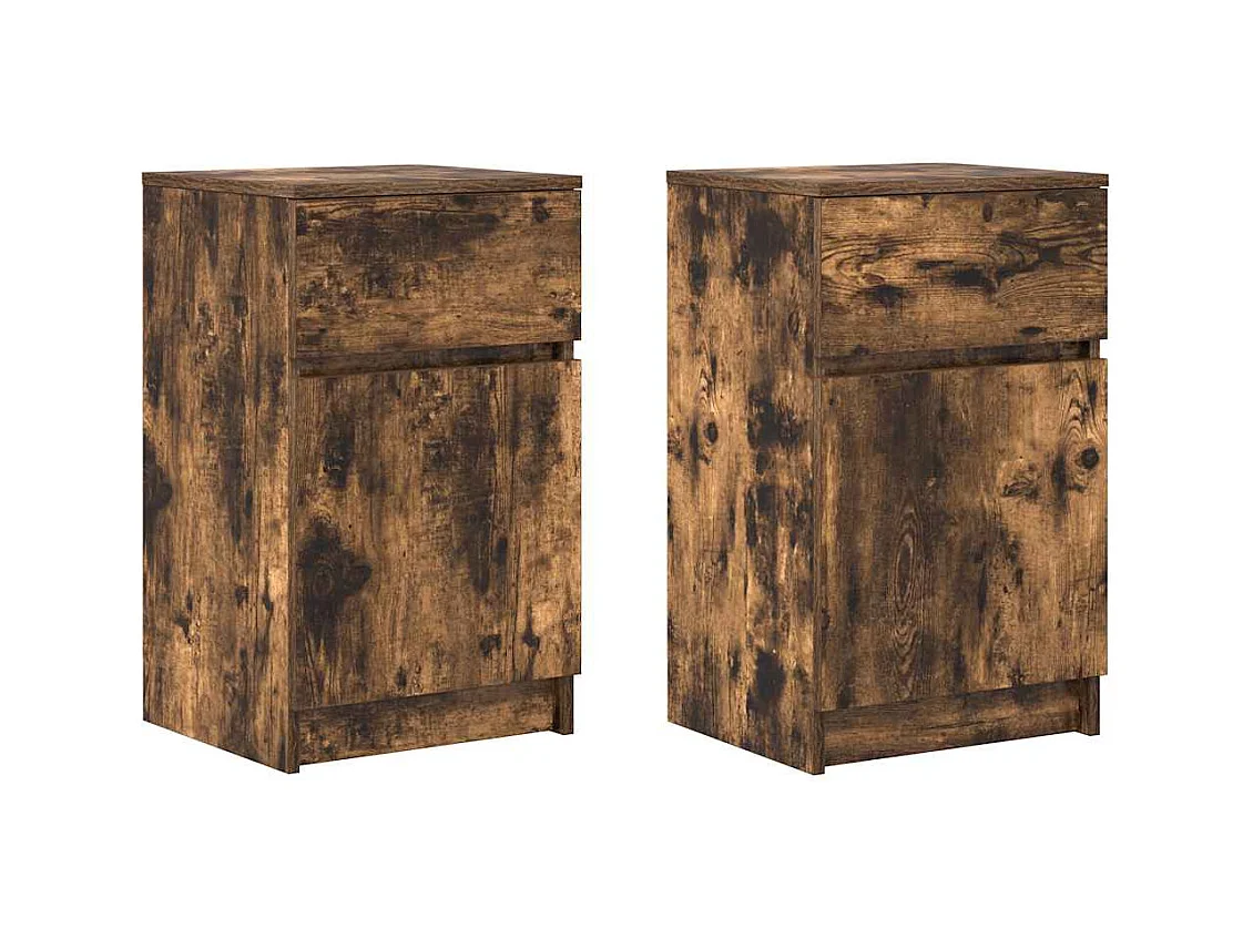 Nachtkastjes 2 stuks gerookt eiken 39x35x65 cm bewerkt hout