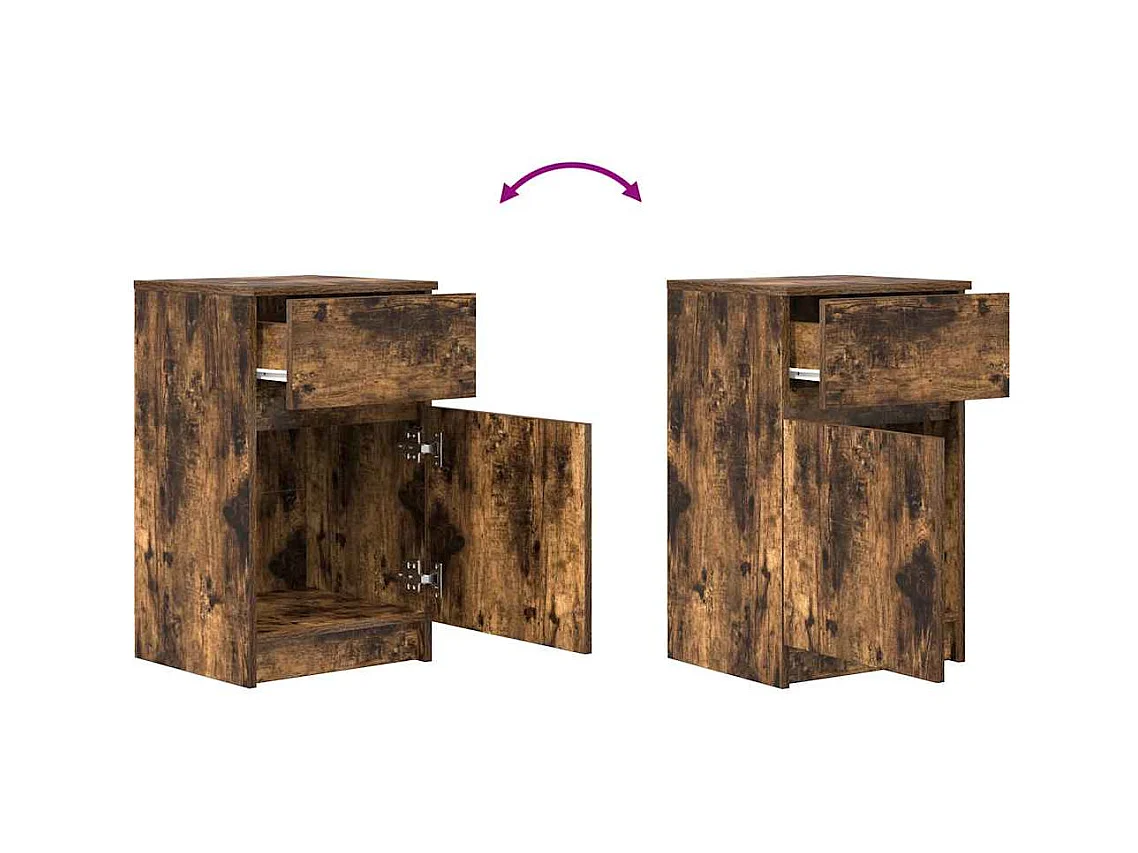 Nachtkastjes 2 stuks gerookt eiken 39x35x65 cm bewerkt hout